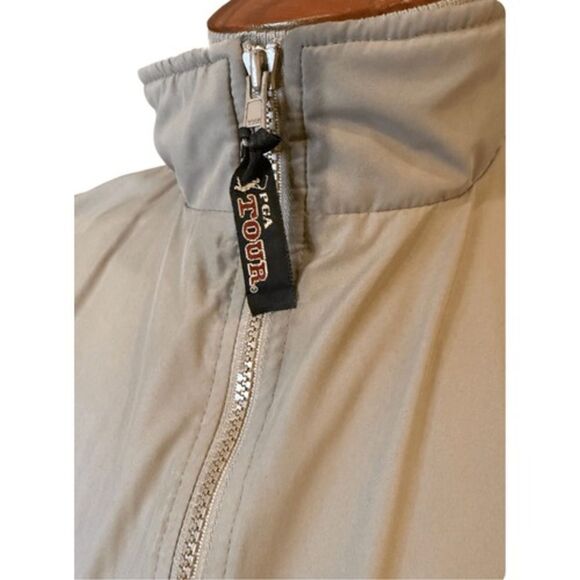 PGA Tour Men's Windbreaker Vest Sz. M Front Zip Golf Pockets Tan All Weather - Picture 3 of 11